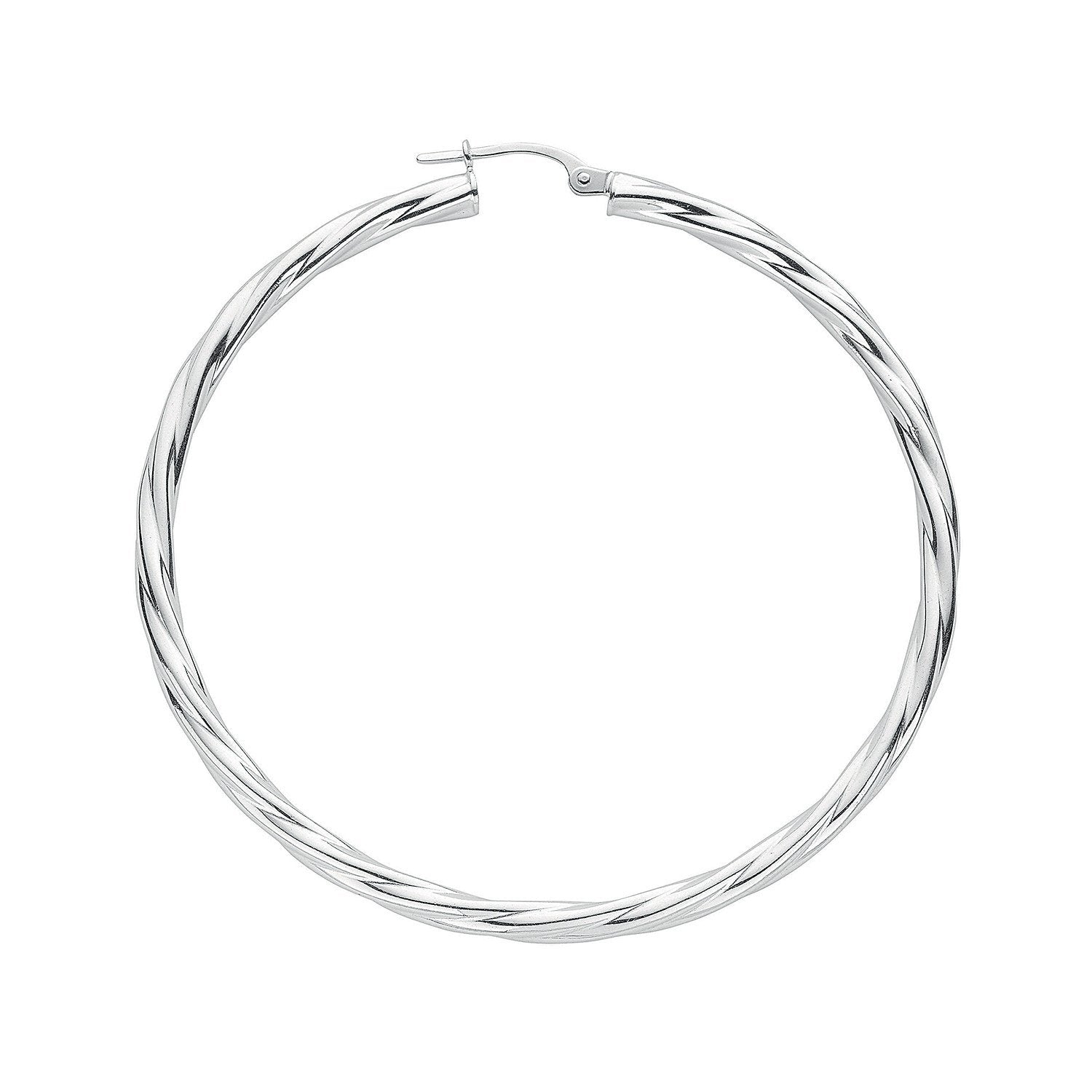 Silver Twisted Large Hoop Earrings - Fine Ring - Certified Authentic - Swiss Made - UK Stock – Luxury Jewellery by Imp