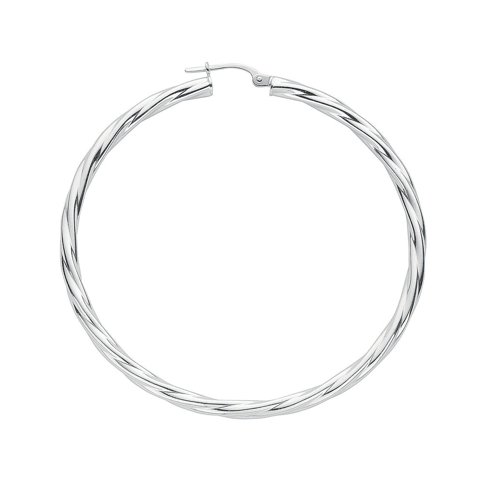 Silver Twisted Large Hoop Earrings