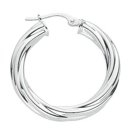 Silver Twisted Hoop Earrings - Fine Ring - Certified Authentic - Swiss Made - UK Stock – Luxury Jewellery by Imperial