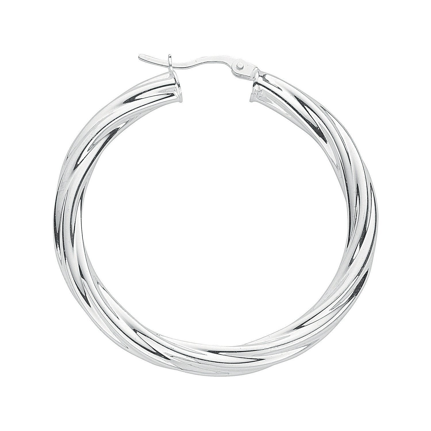 Silver Twisted Hoop Earrings - Fine Ring - Certified Authentic - Swiss Made - UK Stock – Luxury Jewellery by Imperial