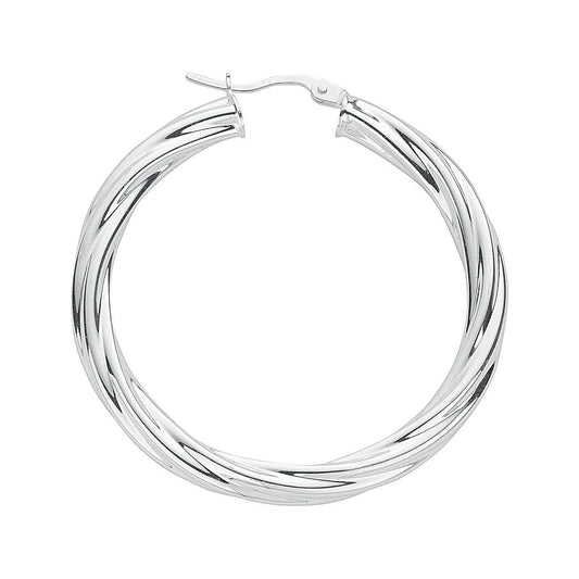 Silver Twisted Hoop Earrings - Fine Ring - Certified Authentic - Swiss Made - UK Stock – Luxury Jewellery by Imperial