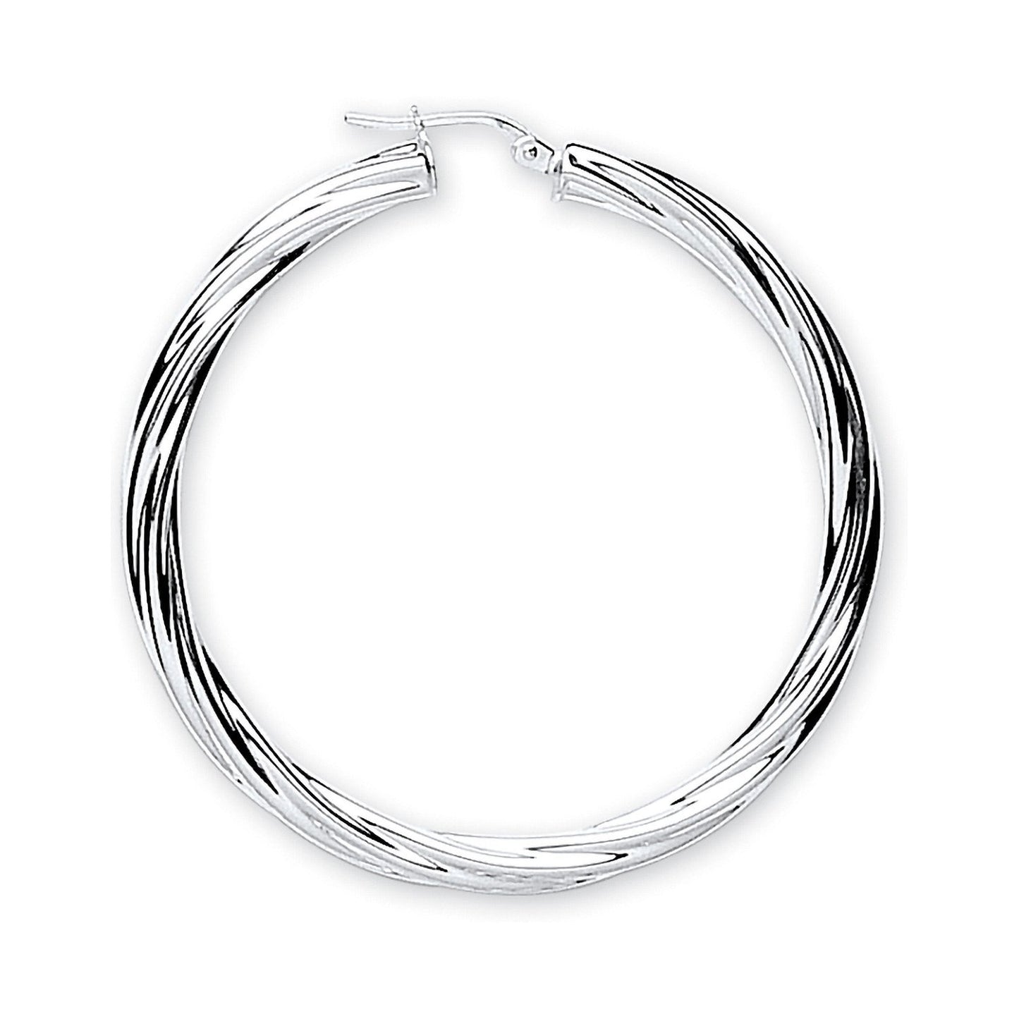 Silver Twisted Medium Hoop Earrings - Fine Ring - Certified Authentic - Swiss Made - UK Stock – Luxury Jewellery by Im