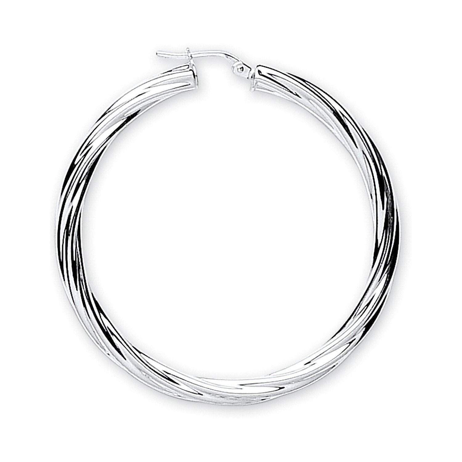 Silver Twisted Medium Hoop Earrings - Fine Ring - Certified Authentic - Swiss Made - UK Stock – Luxury Jewellery by Im