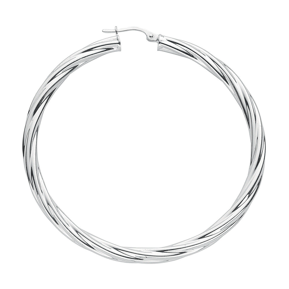 Silver Twisted Hoop Earrings