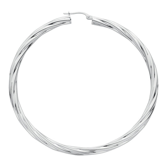 Silver Twisted Hoop Earrings - Fine Ring - Certified Authentic - Swiss Made - UK Stock – Luxury Jewellery by Imperial