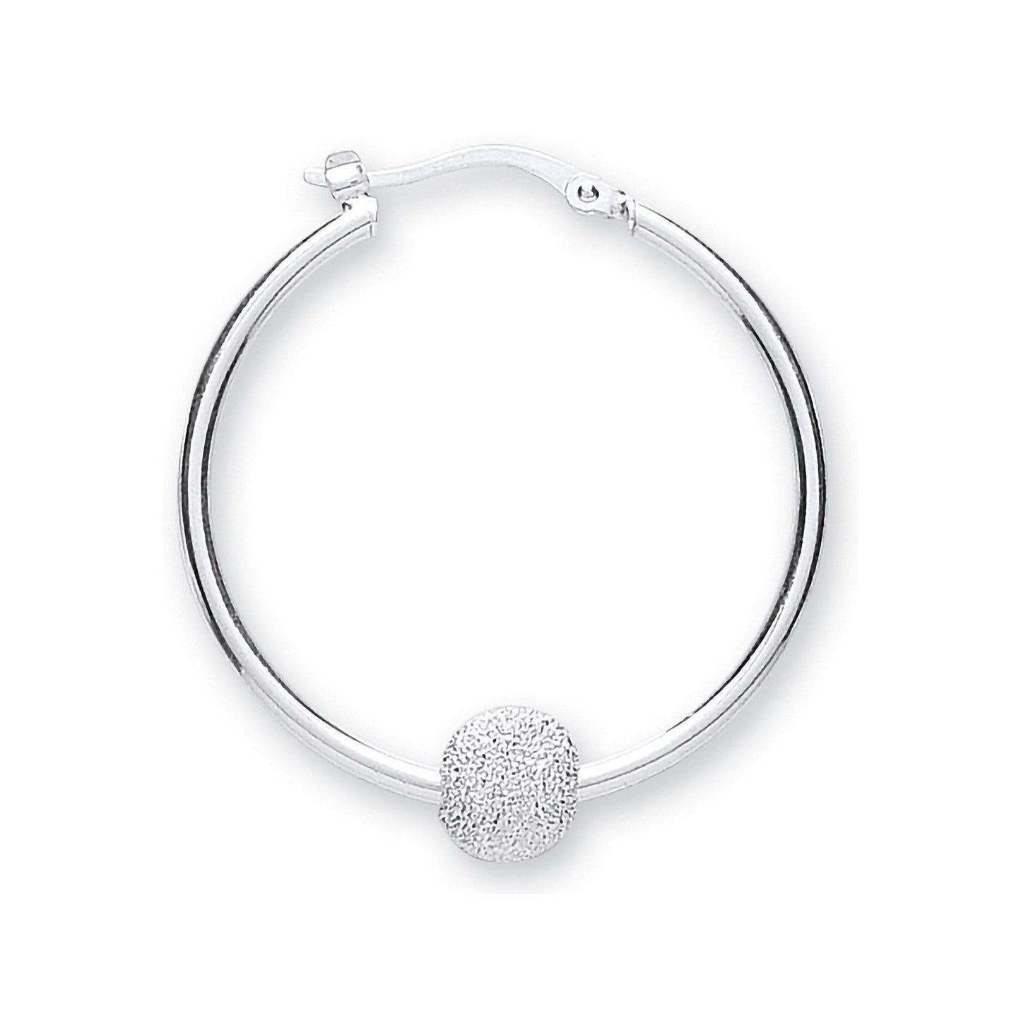 Silver Glitter Ball Hoop Earrings - Fine Ring - Certified Authentic - Swiss Made - UK Stock – Luxury Jewellery by Impe