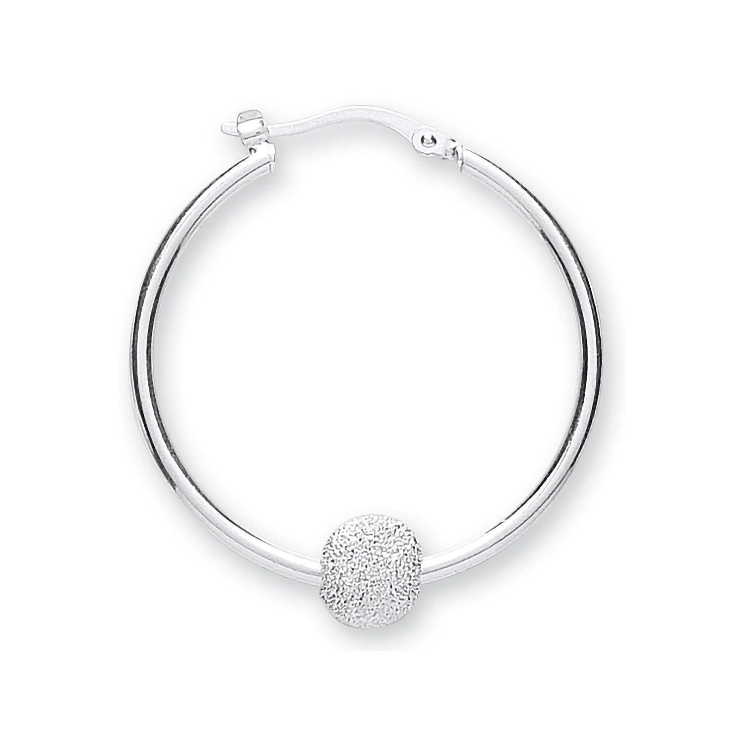 Silver Glitter Ball Hoop Earrings - Fine Ring - Certified Authentic - Swiss Made - UK Stock – Luxury Jewellery by Impe