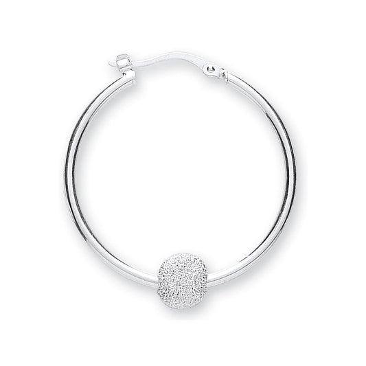 Silver Glitter Ball Hoop Earrings - Fine Ring - Certified Authentic - Swiss Made - UK Stock – Luxury Jewellery by Impe