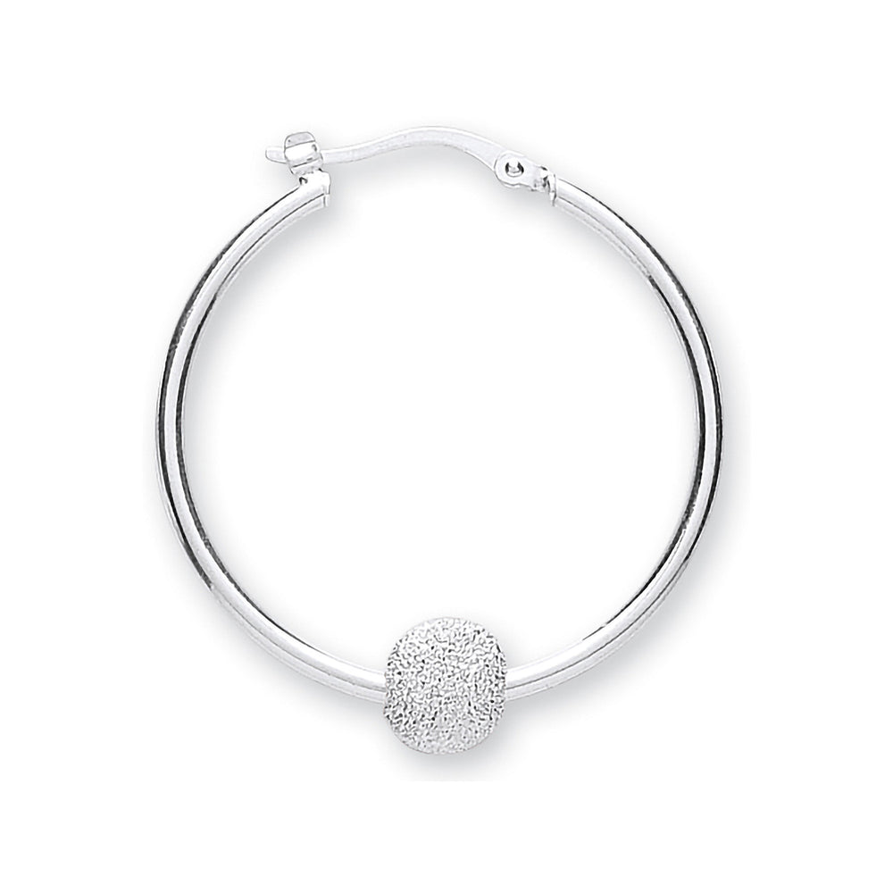 Silver Glitter Ball Hoop Earrings