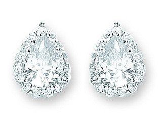 Silver Pear Shaped Cubic Zirconia Cluster Stud Earrings - Fine Ring - Certified Authentic – Luxury Jewellery by Imperi