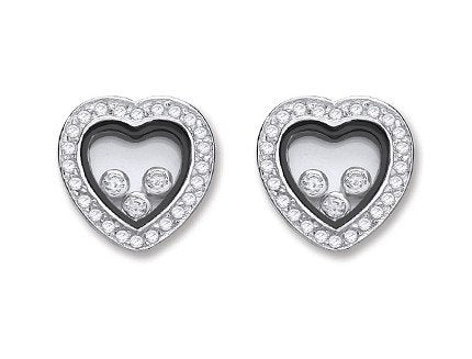 Silver Floating Cubic Zirconia Heart Stud Earrings - Fine Ring - Certified Authentic – Luxury Jewellery by Imperial Ti