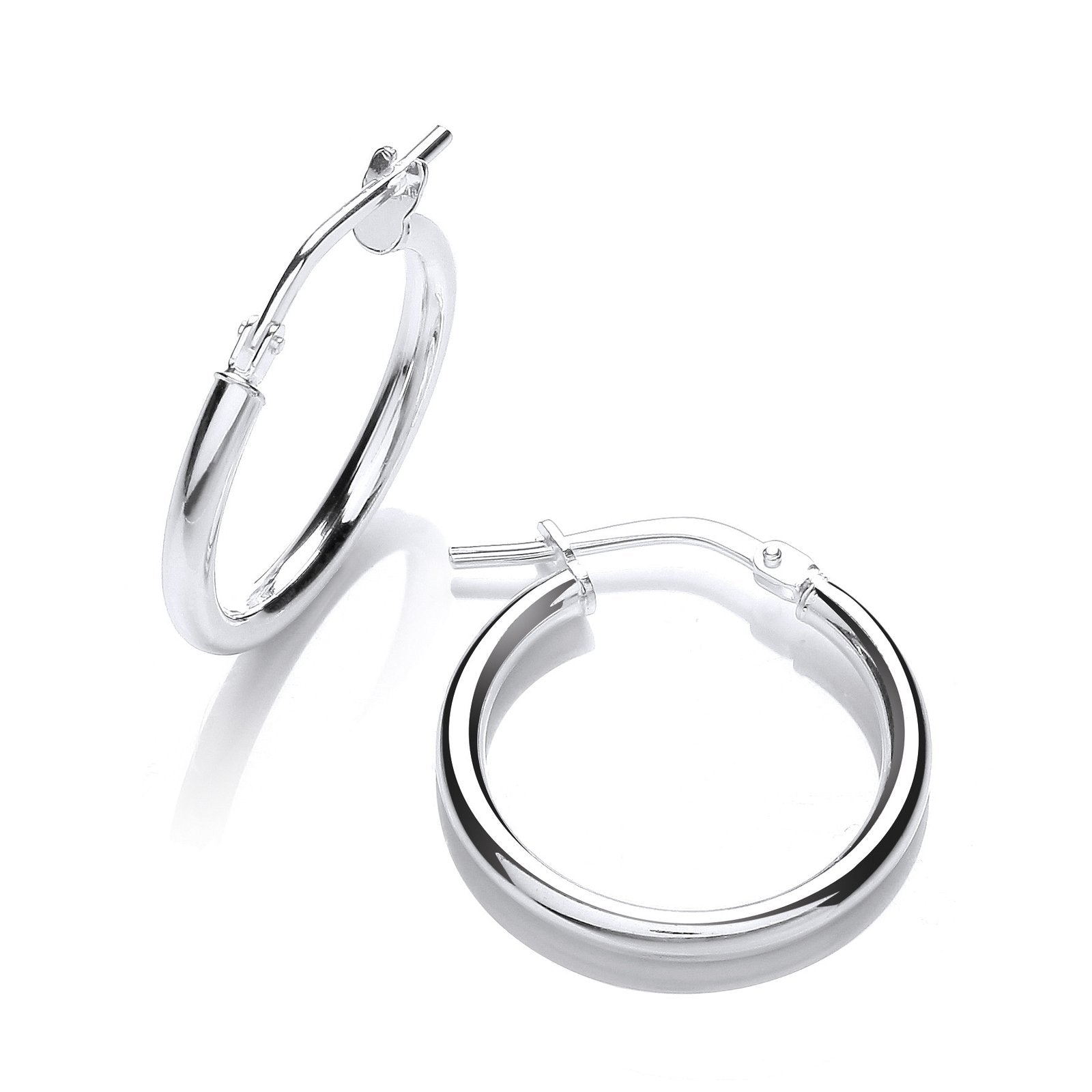 Silver Round Tube 15mm Hoop Earrings - Fine Ring - Certified Authentic - Swiss Made – Luxury Jewellery by Imperial Tim