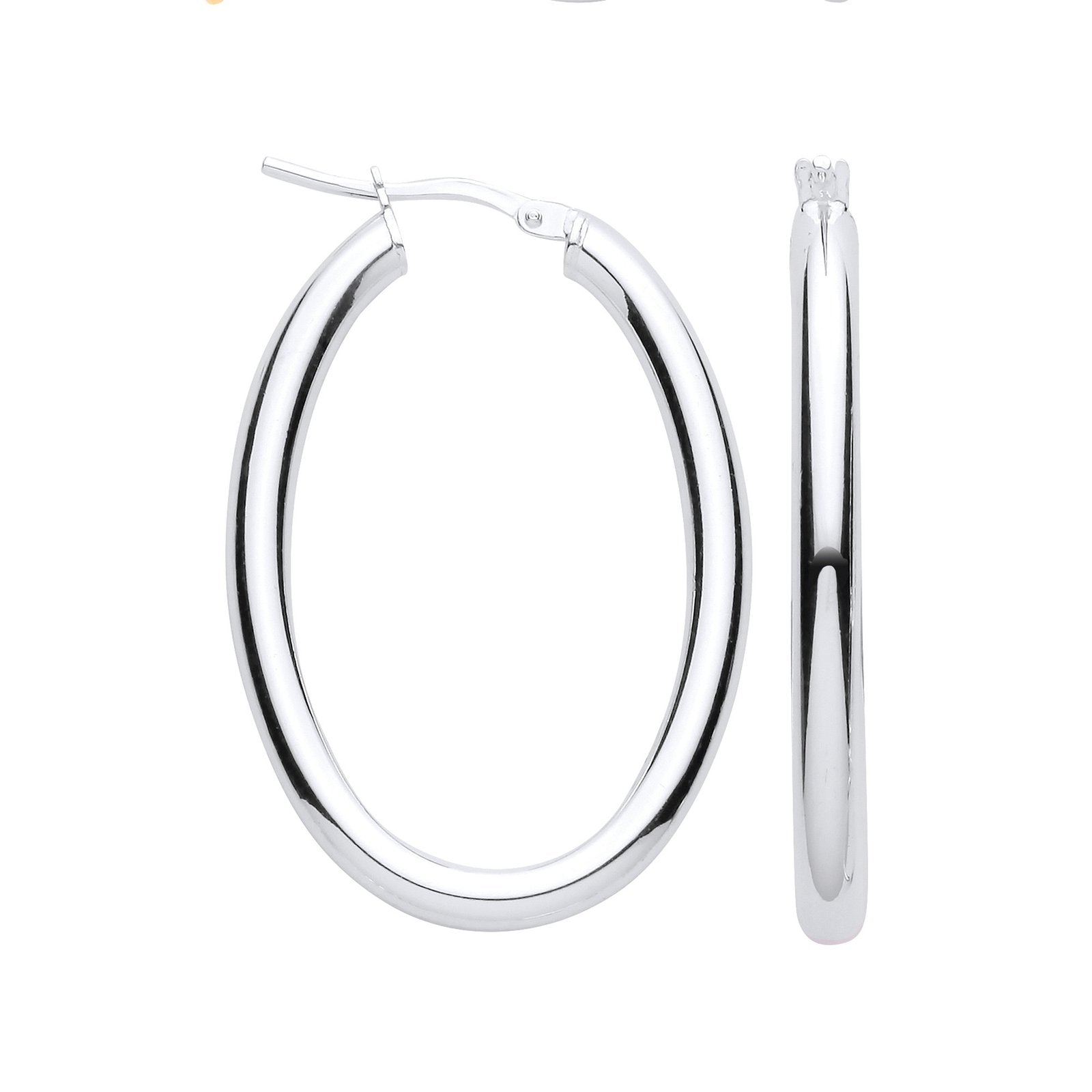 Silver Oval Tube Hoop Earrings - Fine Ring - Certified Authentic - Swiss Made - UK Stock – Luxury Jewellery by Imperia
