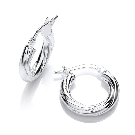 Silver Round Twist Hoop Earrings - Fine Ring - Certified Authentic - Swiss Made - UK Stock – Luxury Jewellery by Imper