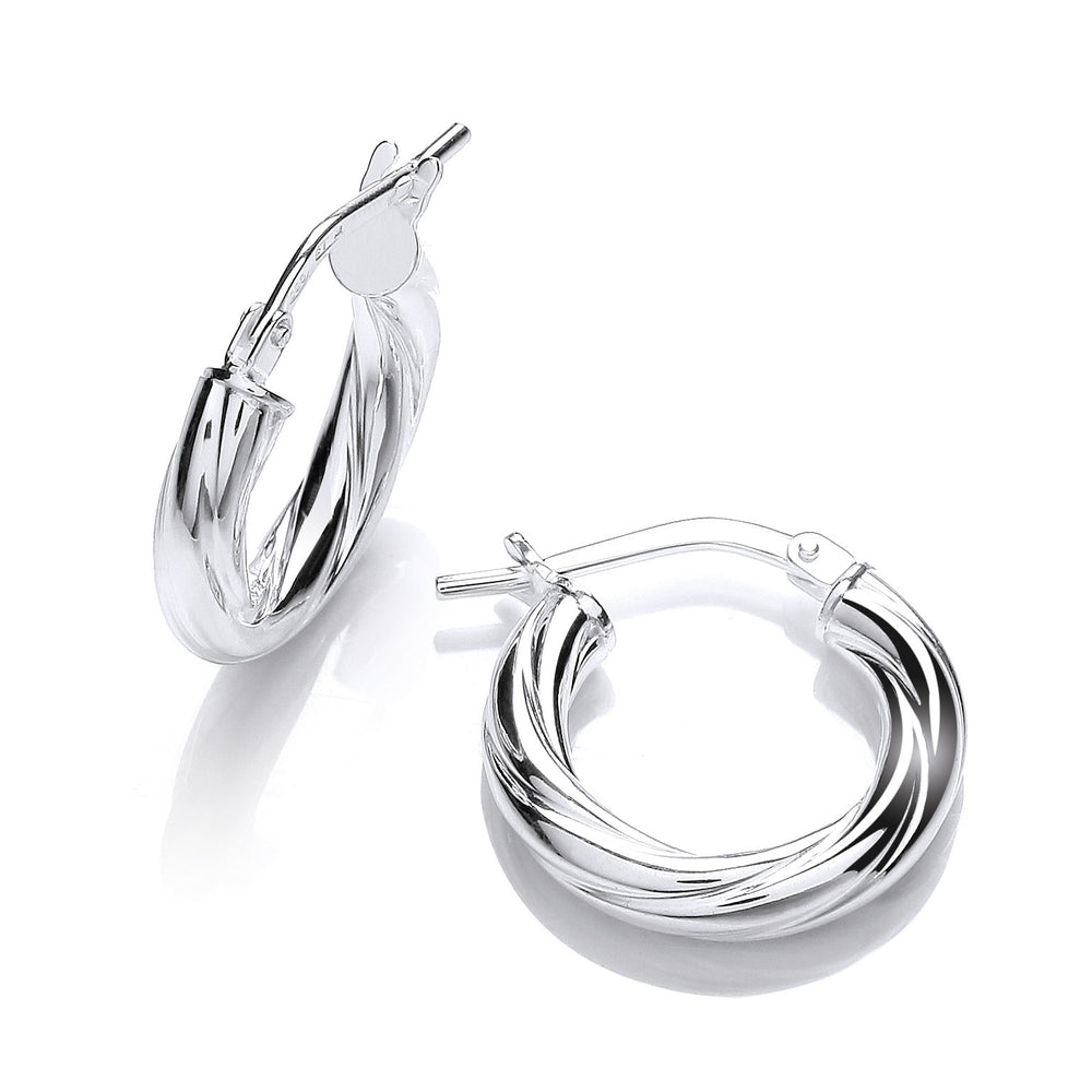 Silver Round Twist Hoop Earrings – product view
