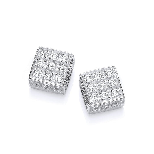 Silver Square Cubic Zirconia Stud - Luxury Watch - Certified Authentic - Swiss Made – Luxury Watch by Imperial Time UK