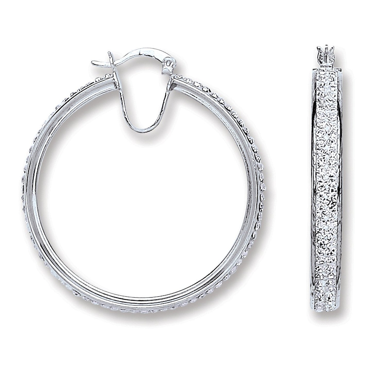 Silver Large Hoop Crystal Earrings - Fine Ring - Certified Authentic - Swiss Made - UK Stock – Luxury Jewellery by Imp
