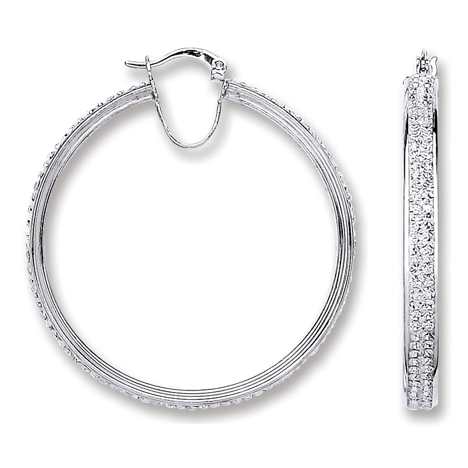 Silver Extra Large Hoop Crystal Earrings - Fine Ring - Certified Authentic - Swiss Made – Luxury Jewellery by Imperial