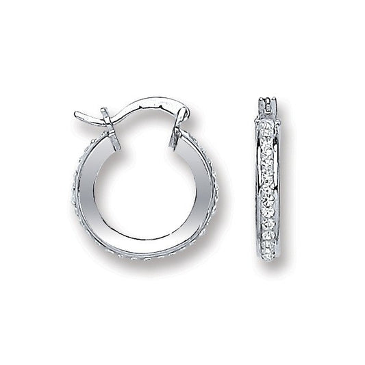 Silver Single Row Crystal Hoop Earrings - Fine Ring - Certified Authentic - Swiss Made – Luxury Jewellery by Imperial