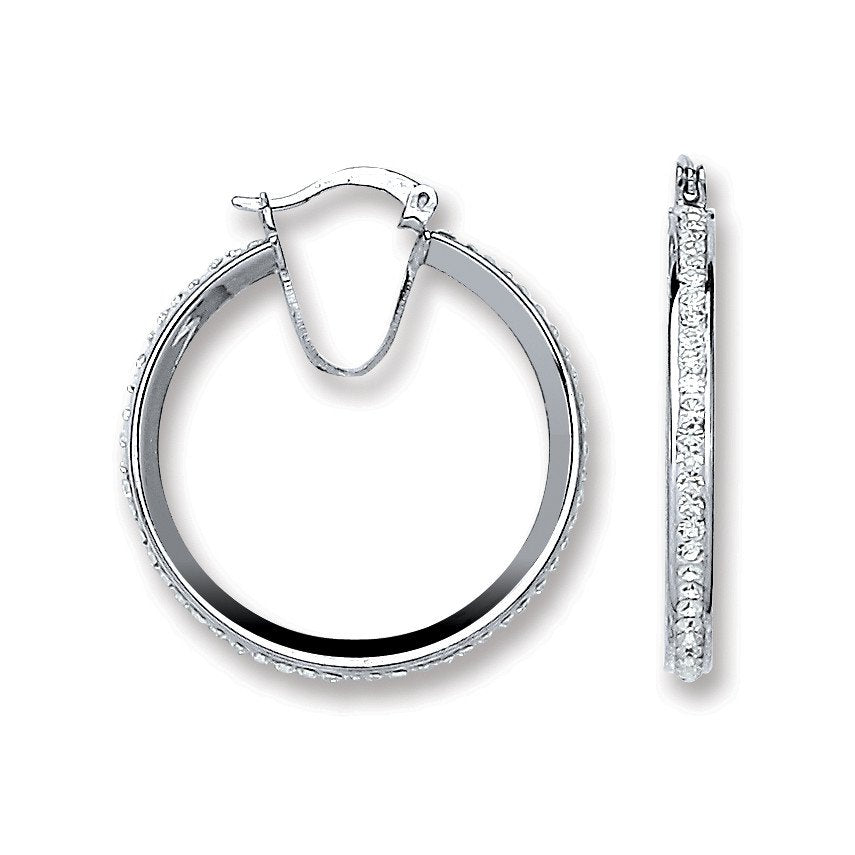 Silver Single Row Crystal Hoop Earrings - Fine Ring - Certified Authentic - Swiss Made – Luxury Jewellery by Imperial