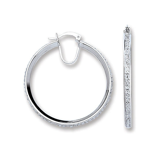 Silver Single Row Crystal Hoop Earrings - Fine Ring - Certified Authentic - Swiss Made – Luxury Jewellery by Imperial