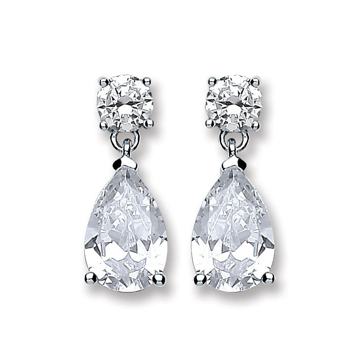 Silver Cubic Zirconia's Teardrop Earrings