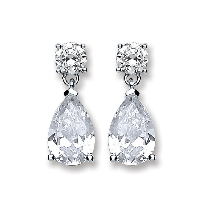 Silver Cubic Zirconia's Teardrop Earrings