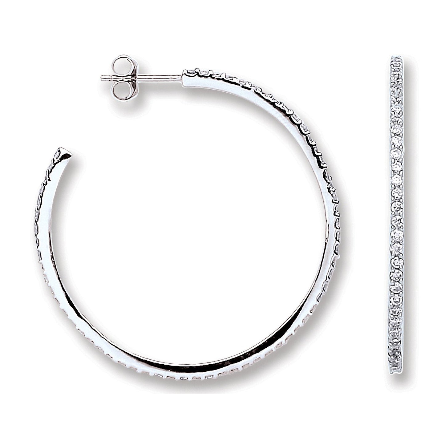 Silver Cubic Zirconia Round Hoop Earrings - Fine Ring - Certified Authentic - Swiss Made – Luxury Jewellery by Imperia