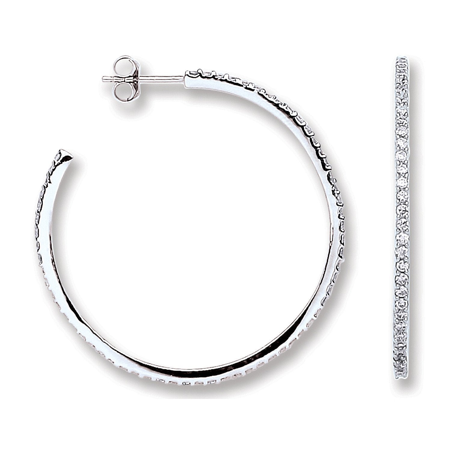 Silver Cubic Zirconia Round Hoop Earrings - Fine Ring - Certified Authentic - Swiss Made – Luxury Jewellery by Imperia