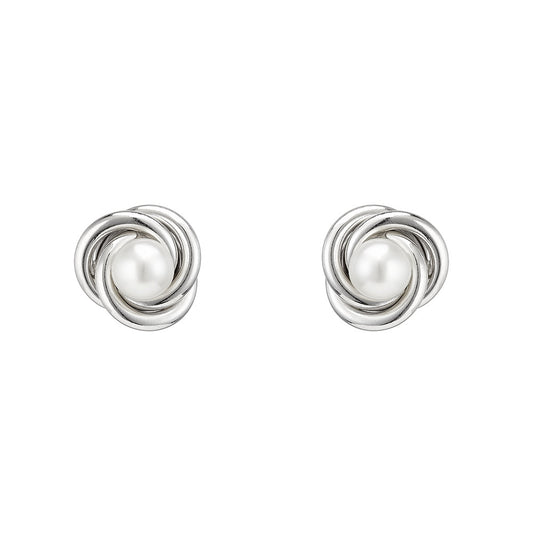 Silver Knot with Pearl Stud