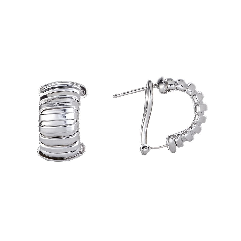 Silver Ribbed Earrings - Fine Ring - Certified Authentic - Swiss Made - UK Stock - Insured De – Luxury Jewellery by Im
