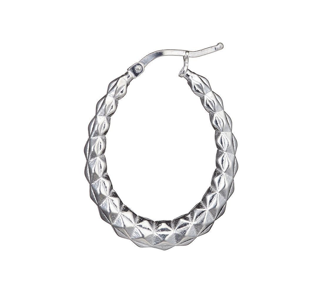 Silver Faceted Oval Hallow Hoop Earrings - Fine Ring - Certified Authentic - Swiss Made – Luxury Jewellery by Imperial