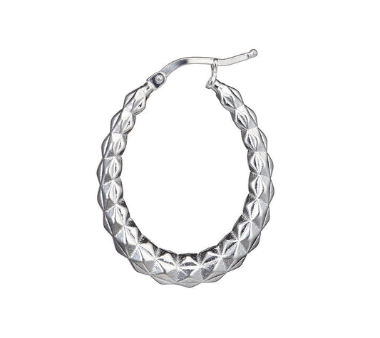 Silver Faceted Oval Hallow Hoop Earrings - Fine Ring - Certified Authentic - Swiss Made – Luxury Jewellery by Imperial