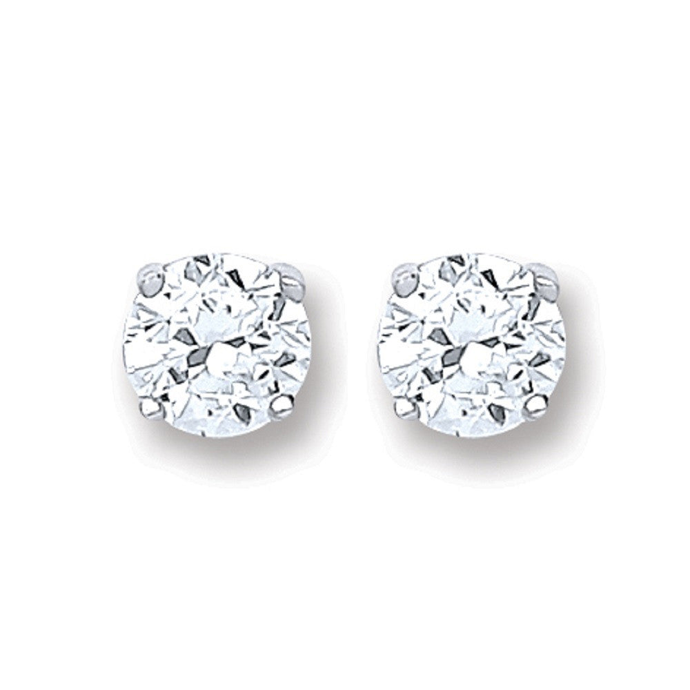 Silver Brilliant Cut Cubic Zirconia 4mm Claw Set Stud
