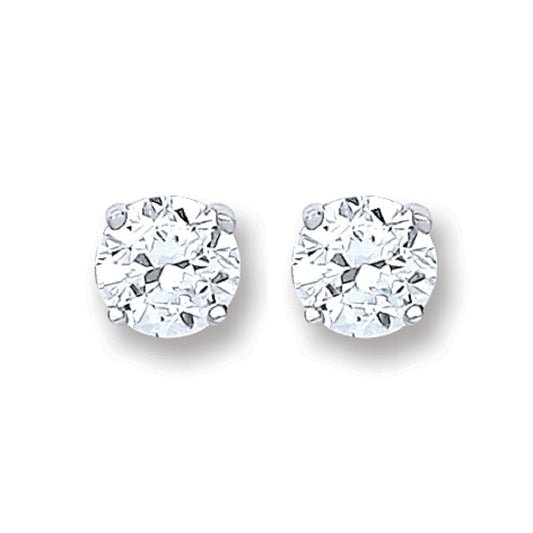 Silver Brilliant Cut Cubic Zirconia 4mm Claw Set Stud