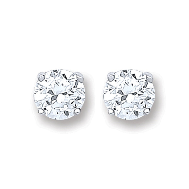 Silver Brilliant Cut Cubic Zirconia 4mm Claw Set Stud