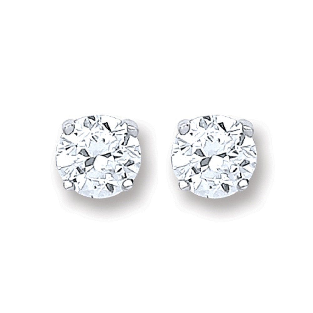 Silver Brilliant Cut Cubic Zirconia 6mm Claw Set Stud – product view