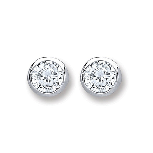 Silver 4mm Round Cubic Zirconia Rub Over Set Studs - Luxury Watch - Certified Authentic – Luxury Watch by Imperial Tim