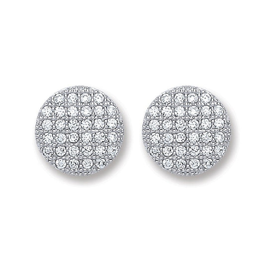 Silver Button Cubic Zirconia Stud Earrings - Fine Ring - Certified Authentic - Swiss Made – Luxury Jewellery by Imperi