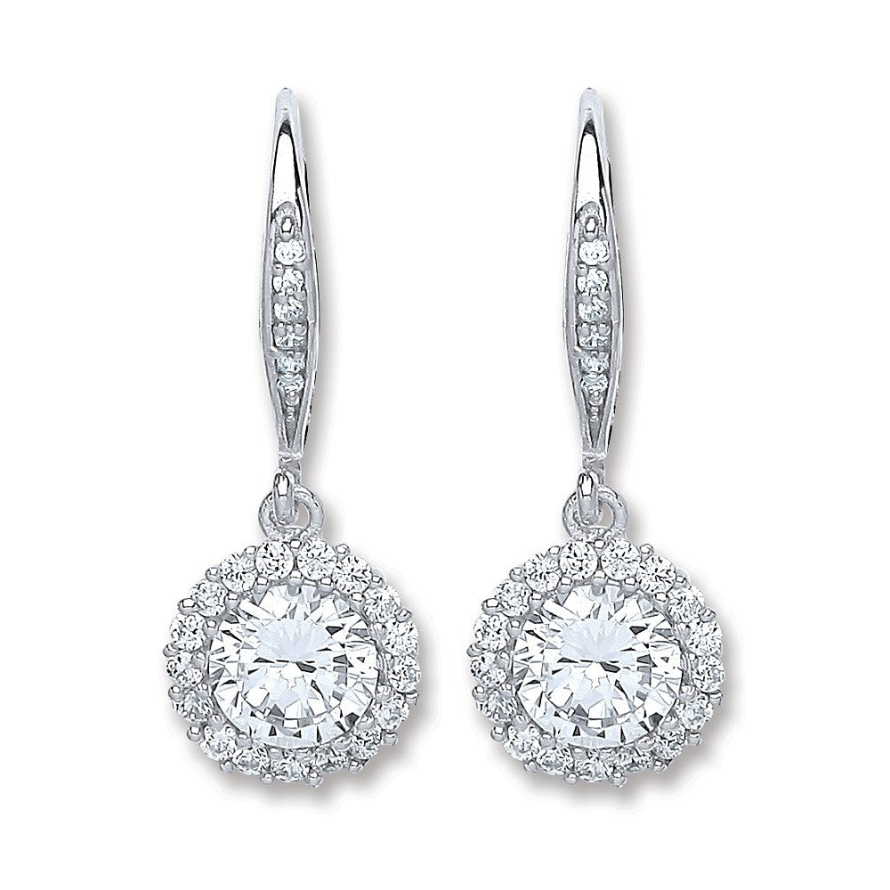 Silver Round Cubic Zirconia Earrings