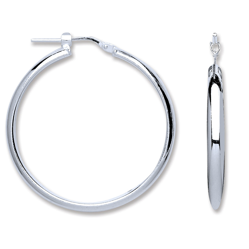 Silver D-Shape Wedds Hoop Earrings – product view