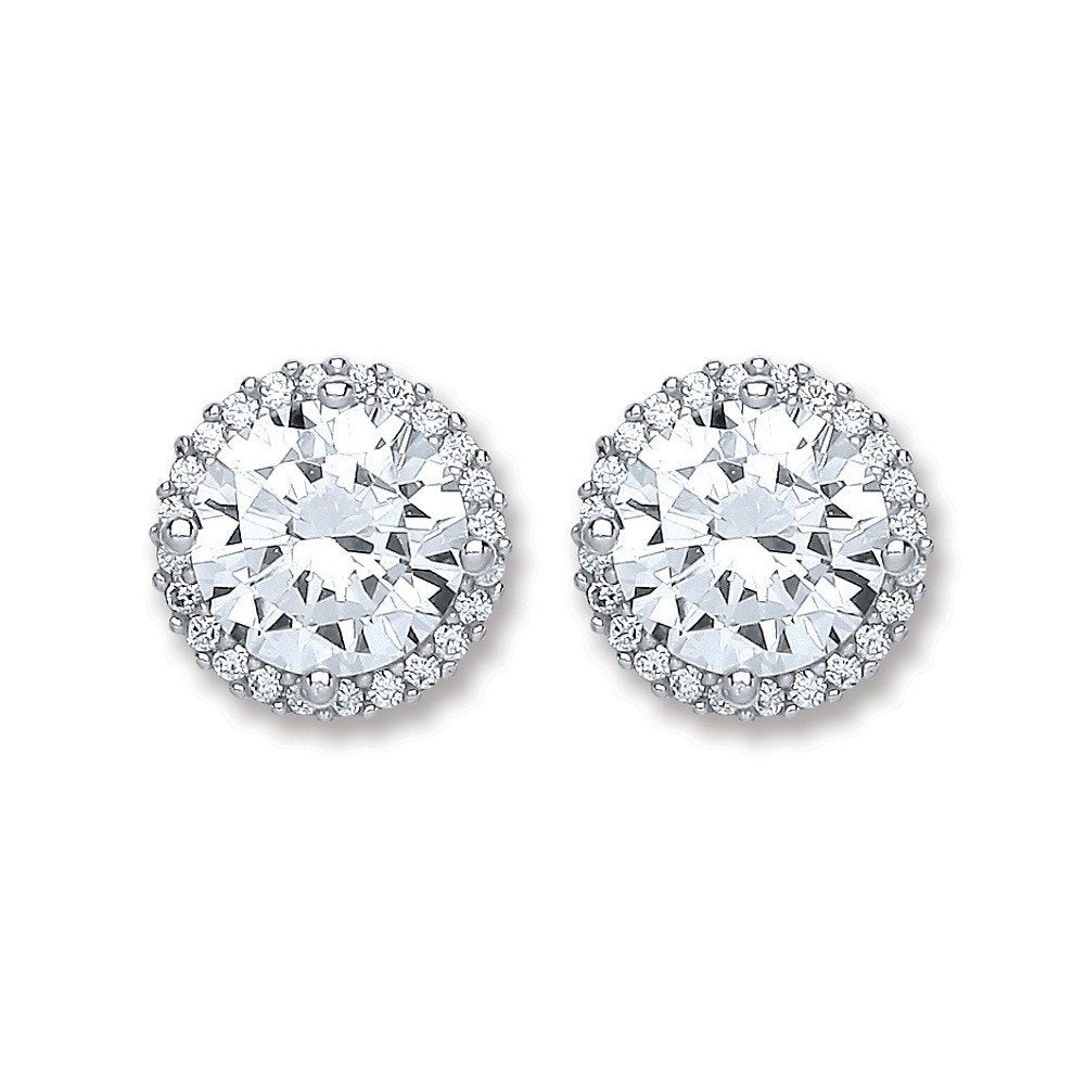 Silver Cubic Zirconia Round Stud Earrings - Fine Ring - Certified Authentic - Swiss Made – Luxury Jewellery by Imperia