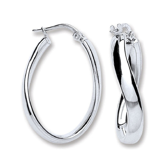 Silver Wavey Oval Tube Hoop Earrings - Fine Ring - Certified Authentic - Swiss Made – Luxury Jewellery by Imperial Tim