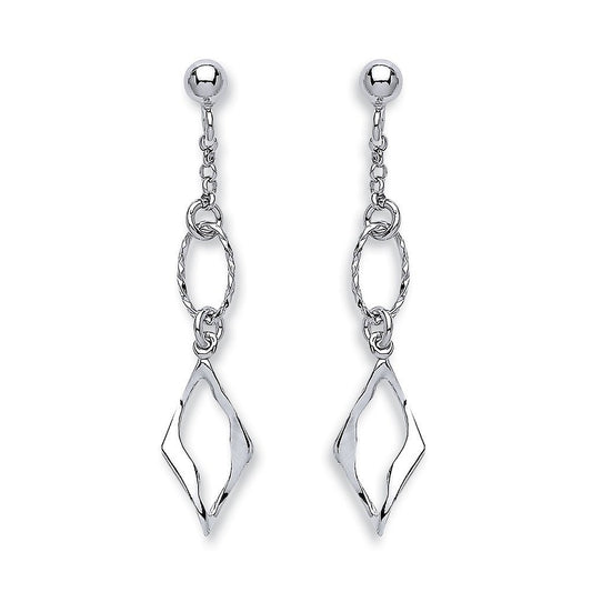 Silver Fancy Link Drop Earrings - Fine Ring - Certified Authentic - Swiss Made - UK Stock – Luxury Jewellery by Imperi