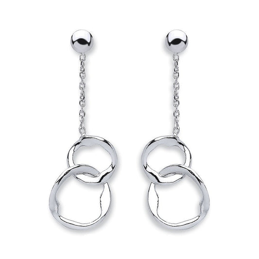 Silver Fancy Inter Locking Circle Drop Earrings - Fine Ring - Certified Authentic - Swiss Mad – Luxury Jewellery by Im