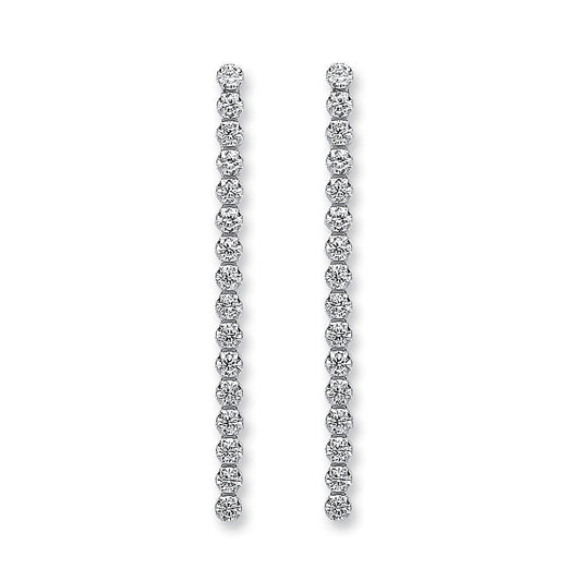 Silver Single Row Cubic Zirconia Drop Earrings - Fine Ring - Certified Authentic - Swiss Made – Luxury Jewellery by Im
