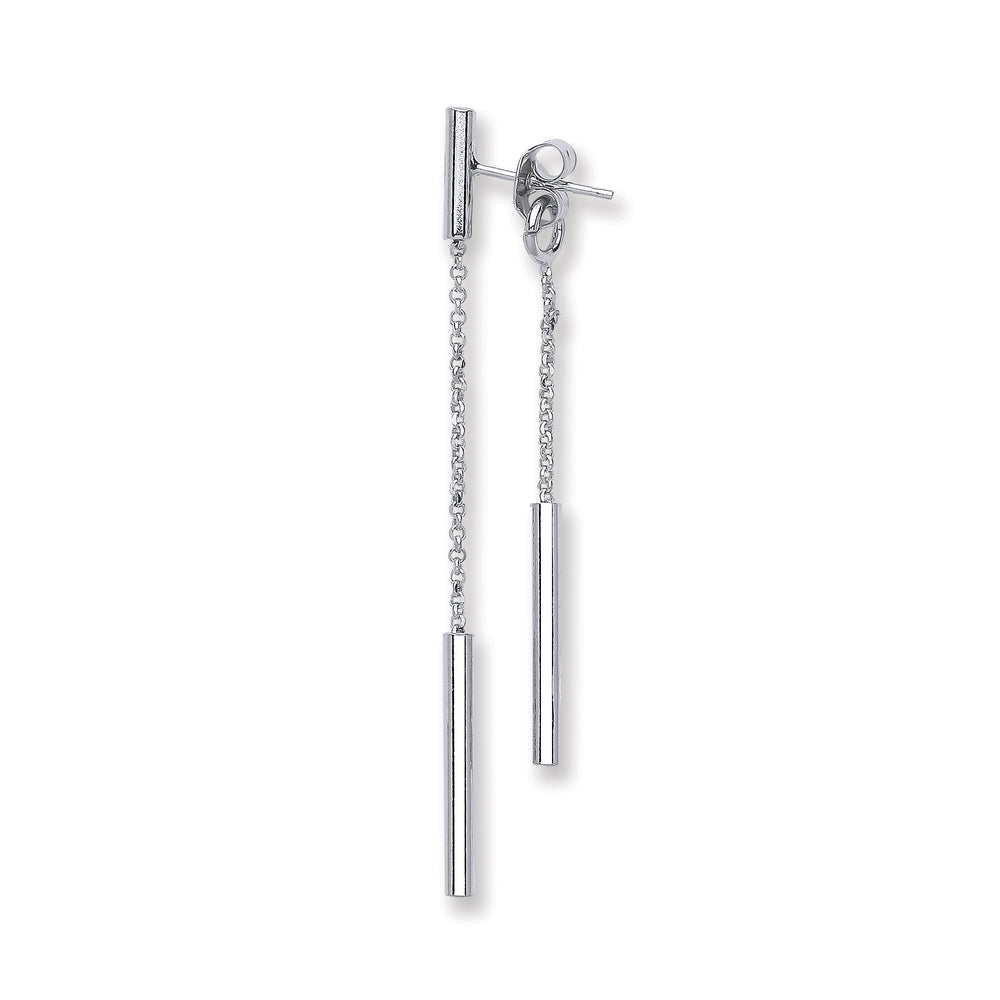 Silver Two Strand Tube Drop Earrings