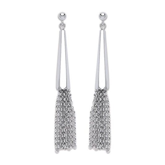 Silver Drop with Tassel Earrings - Fine Ring - Certified Authentic - Swiss Made - UK Stock – Luxury Jewellery by Imper