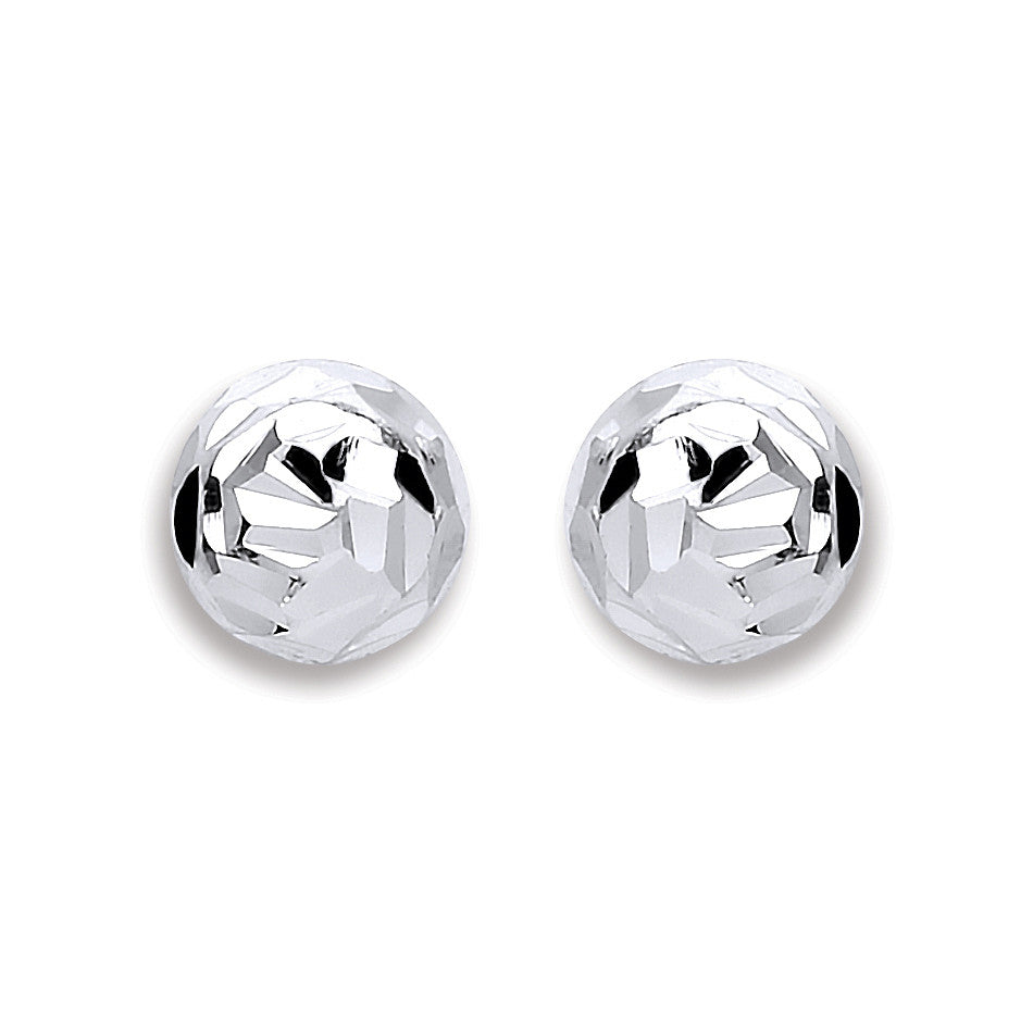 Silver 6mm Disco Half Ball Earrings