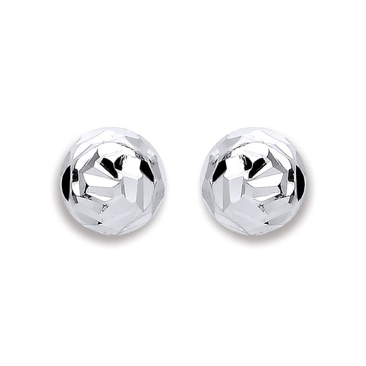 Silver 6mm Disco Half Ball Earrings